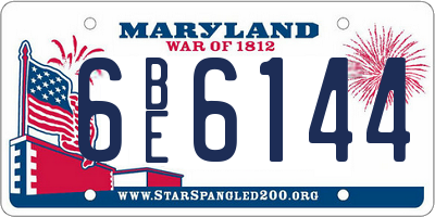 MD license plate 6BE6144