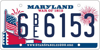 MD license plate 6BE6153
