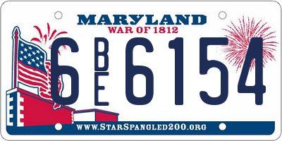 MD license plate 6BE6154
