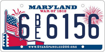 MD license plate 6BE6156