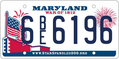 MD license plate 6BE6196