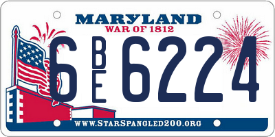 MD license plate 6BE6224