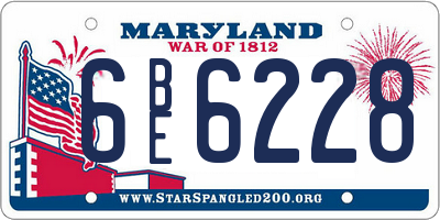 MD license plate 6BE6228