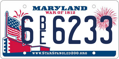 MD license plate 6BE6233