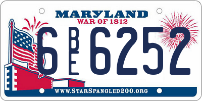 MD license plate 6BE6252