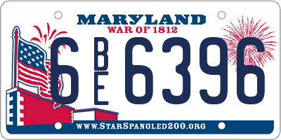 MD license plate 6BE6396