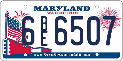 MD license plate 6BE6507