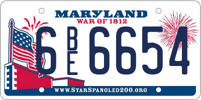 MD license plate 6BE6654