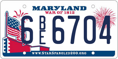 MD license plate 6BE6704