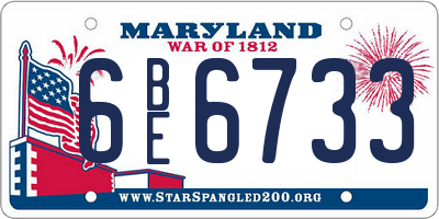 MD license plate 6BE6733