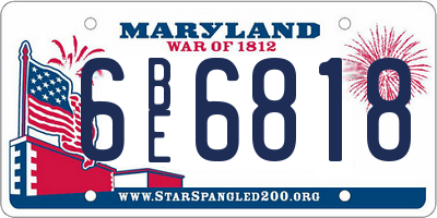 MD license plate 6BE6818