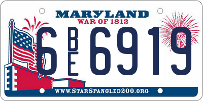 MD license plate 6BE6919