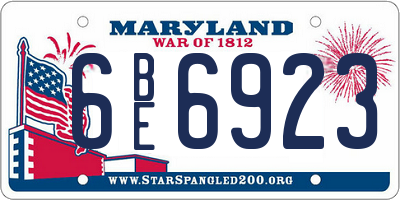 MD license plate 6BE6923