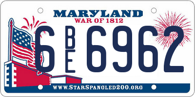 MD license plate 6BE6962