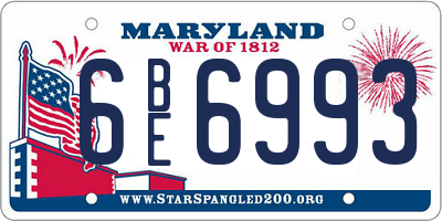 MD license plate 6BE6993