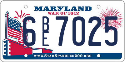 MD license plate 6BE7025