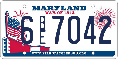 MD license plate 6BE7042