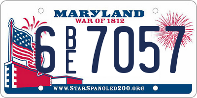 MD license plate 6BE7057