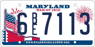 MD license plate 6BE7113