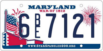 MD license plate 6BE7121