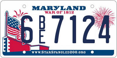 MD license plate 6BE7124