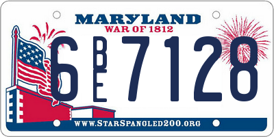 MD license plate 6BE7128