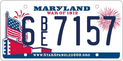 MD license plate 6BE7157