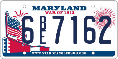 MD license plate 6BE7162