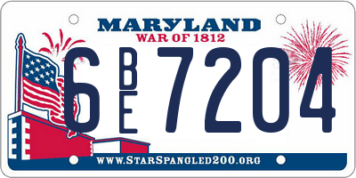 MD license plate 6BE7204
