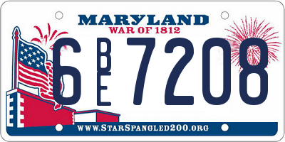 MD license plate 6BE7208