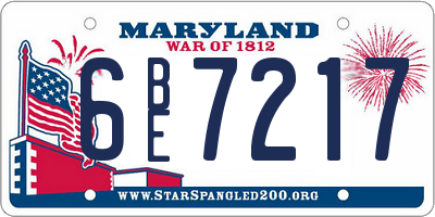 MD license plate 6BE7217
