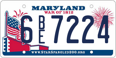 MD license plate 6BE7224