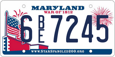 MD license plate 6BE7245
