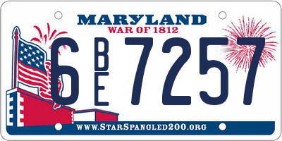 MD license plate 6BE7257