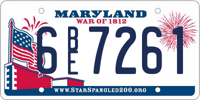 MD license plate 6BE7261