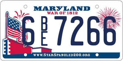 MD license plate 6BE7266