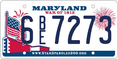 MD license plate 6BE7273