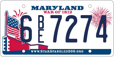 MD license plate 6BE7274