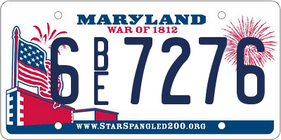 MD license plate 6BE7276