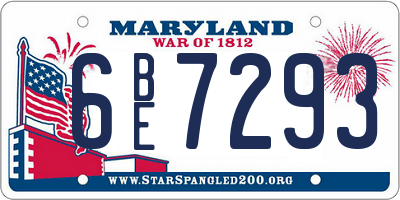 MD license plate 6BE7293