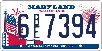 MD license plate 6BE7394