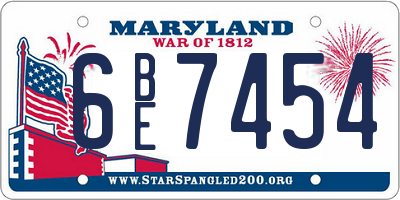 MD license plate 6BE7454