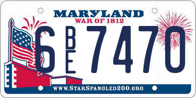 MD license plate 6BE7470
