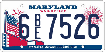 MD license plate 6BE7526