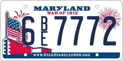 MD license plate 6BE7772