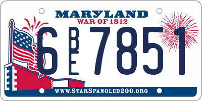 MD license plate 6BE7851