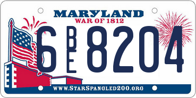 MD license plate 6BE8204