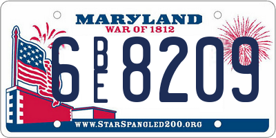 MD license plate 6BE8209