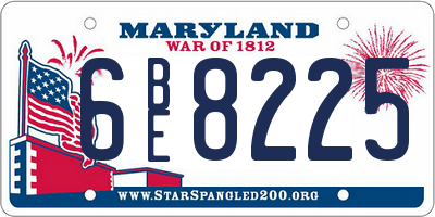 MD license plate 6BE8225