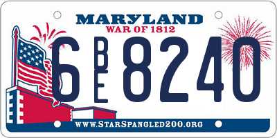 MD license plate 6BE8240